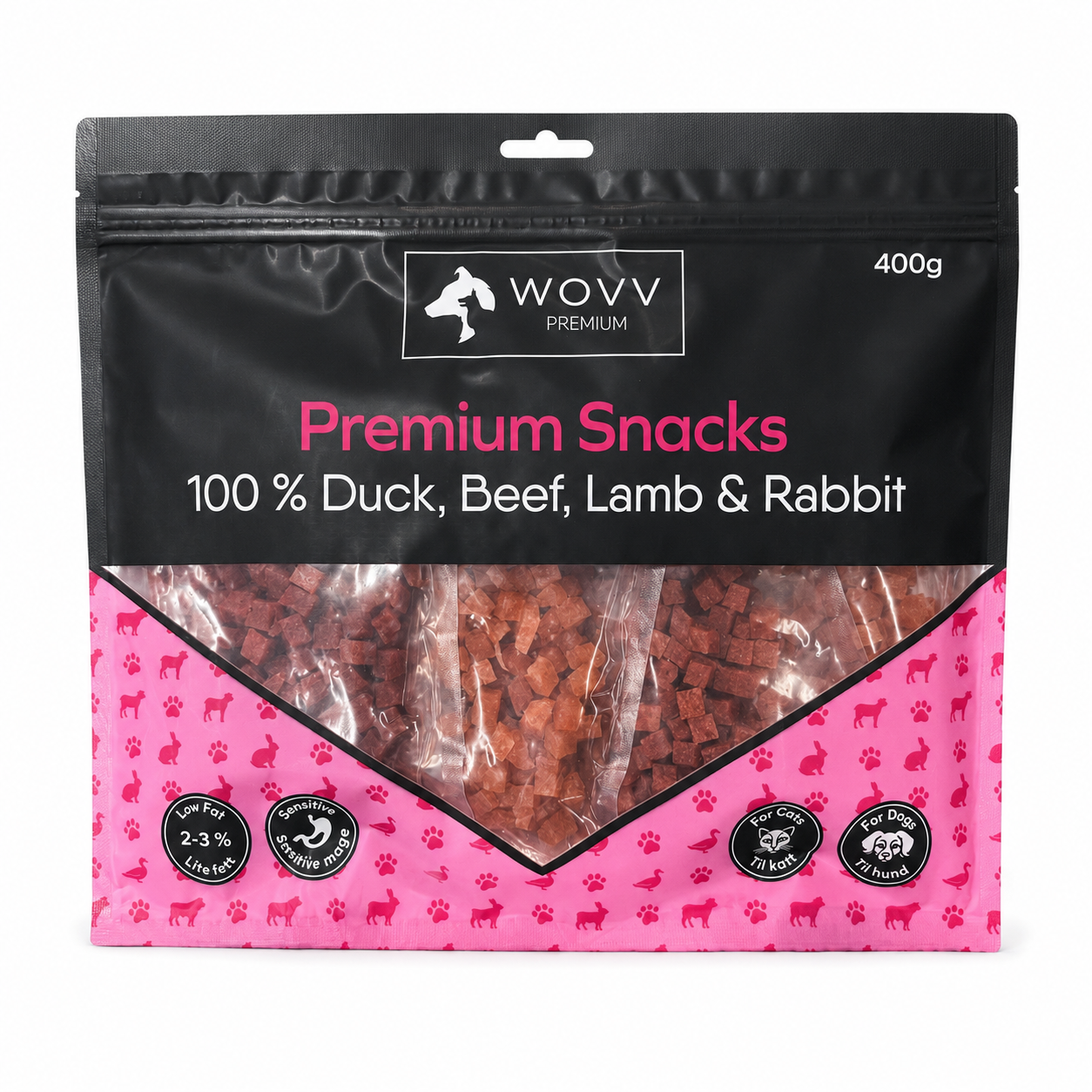 Wovv Godbiter Mix And/Okse/Lam og Kanin 400g Små biter